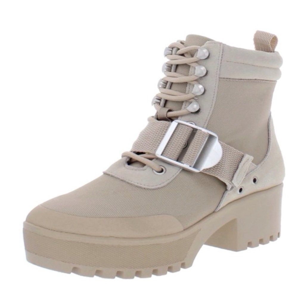 Steve Madden Womens Grady Lug-Sole Lace-Up Combat Boots